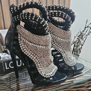 Dazzling Black and Silver Women's Heels